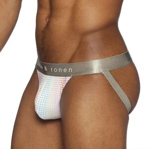 Parke & Ronen Men's Pride Edition Funfetti Printed Jock Strap Underwear Size XL